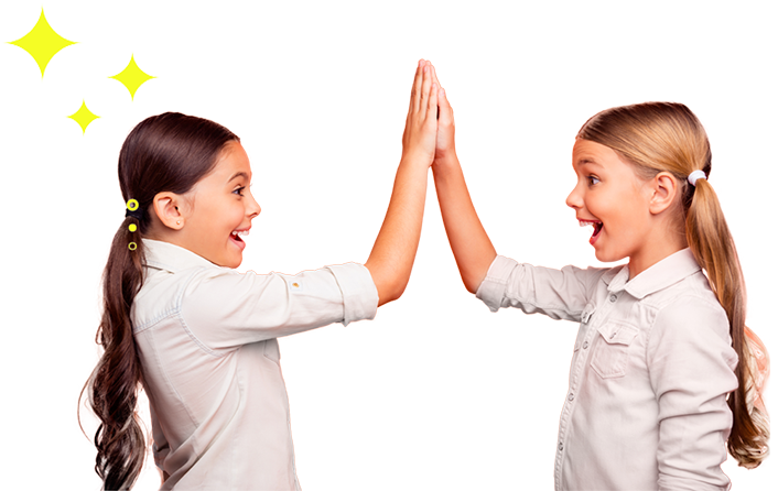 Kids giving a high five for the savings that Cool Braces has on Invisalign and other orthodontic treatments